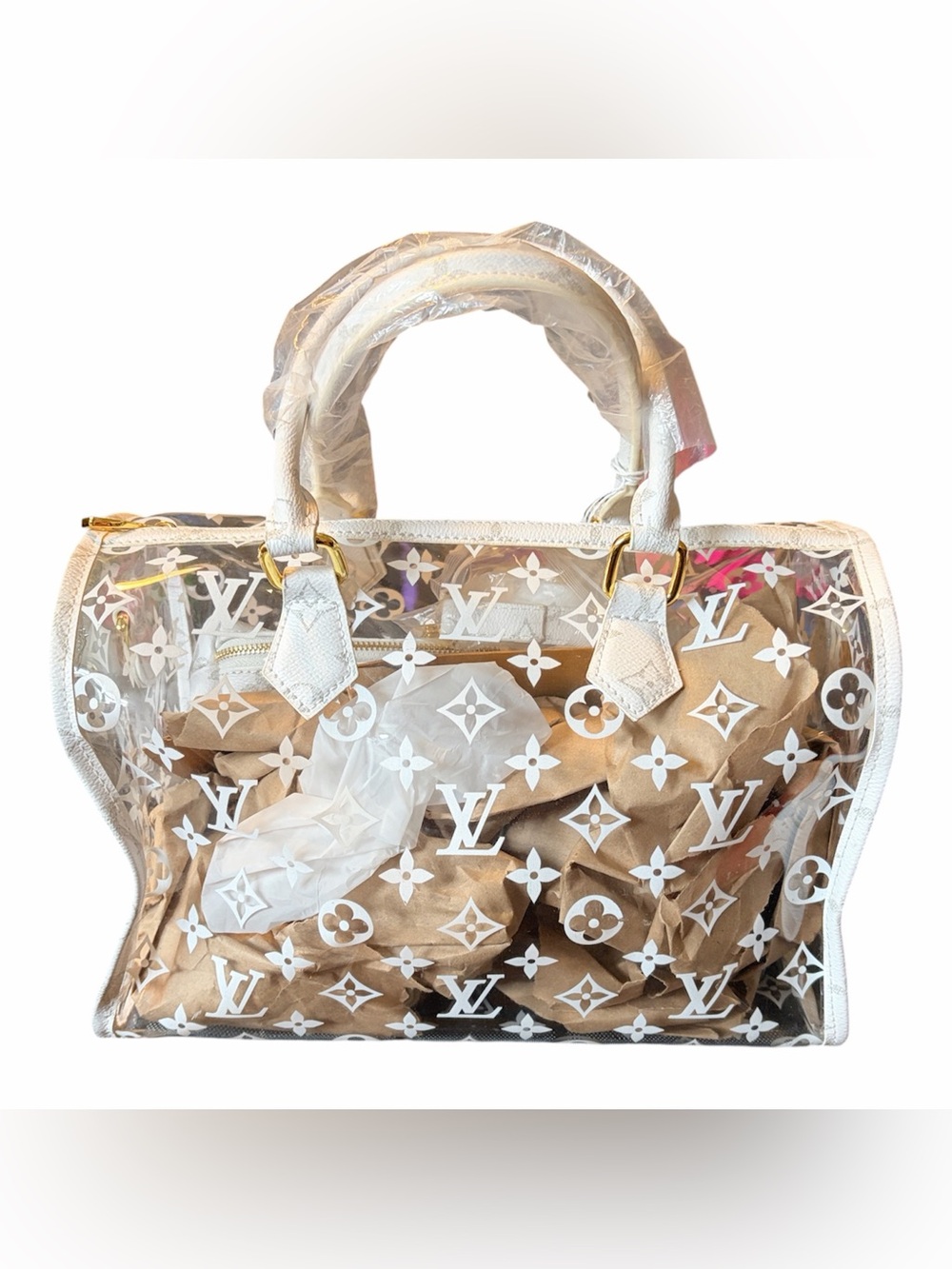 White Monogram Clear Tote Bag